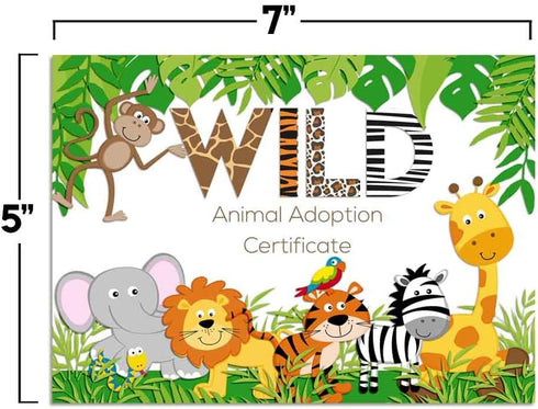 Jungle Wild Plush Pet Stuffed Animal Adoption Certificates, 10 Fill in Cards 5"x7" by AmandaCreation
