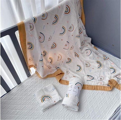 Summer 47" 47" 2 Rainbow Muslin Quilt Baby Blanket - Silky Soft and Breathable Blanket for Toddler - Oversized x