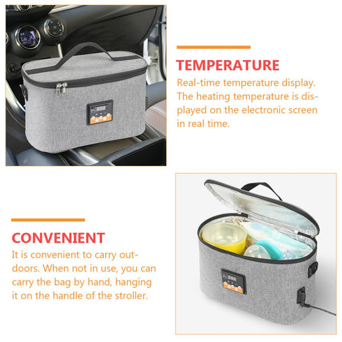 HONITANO Dc12v Portable Electric Bottle Warmer Bag for Car with Charger, Milk Bottle Heating and Insulated Tote Bag