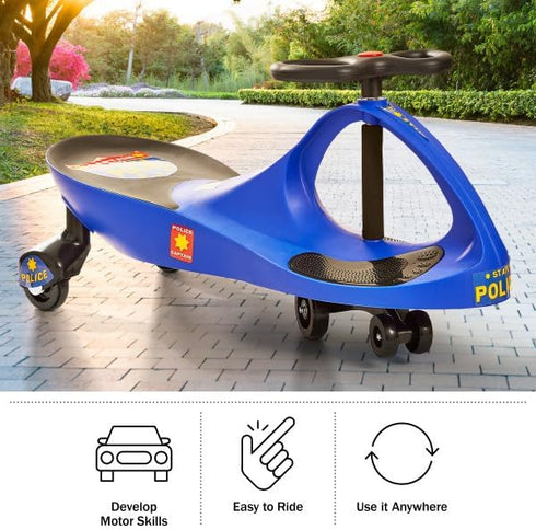 Wiggle Car Police Ride on Toy: For Ages 3 Years and Up, No Batteries, Gears, or Pedals, Just Twist and Go