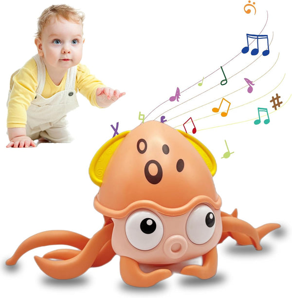 Crawling Octopus Baby Toys, 2024 New Infant Tummy Time with Music LED Light, USB Rechargeable Toddler Gift