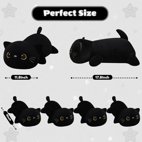 Mommy 4 Tummy, SQEQE Black Cat Stuffed Animal with Babies Cat in her Cute Black Cat Plush Toys for Kids, Gifts Ideal