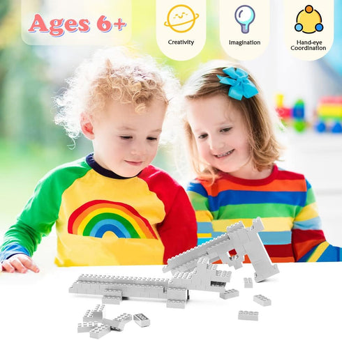 Classic Building Bricks, 100 Piece 2x4 Building Blocks, STEM Creative Toys Compatible with Major Brands, Light Grey