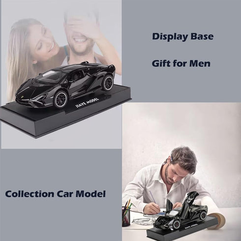 Lambo Toy Car Sian FKP3 - Die-Cast Model with Lights and Sound, Pull Back Toy Car for Boys Age 3-6, Black