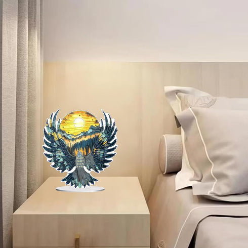 hospitian Sunset Diamond Painting Kits Desktop Ornaments for Adults,DIY Eagle Special Shaped Crystal Diamond Art