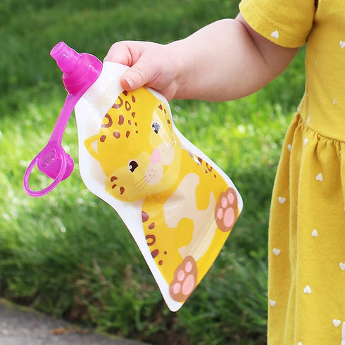 ChooMee SoftSip Food Pouch Top, Baby Led Weaning, No Spill Flow Control Valve, 2CT Aqua Purple