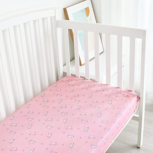 2-Pack, 52'' 28'' Girl Crib Sheets Fitted x for Standard Crib & Toddler Mattress, Soft and Breathable Material, Neutral