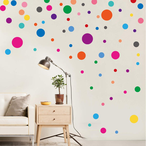 PARLAIM Polka Dot Wall Stickers for Bedroom Living Room - 130 Circles Decals for Kids Boys and Girls