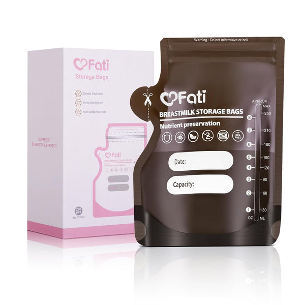 FATI Breastmilk Storage Bags-200 Pcs, 8Oz Blackout Breast Milk Storing Bag with