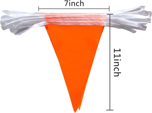Consummate 100 Feet Orange Pennant Banners, Triangle Bunting Flags for Grand Opening, Party Decorations