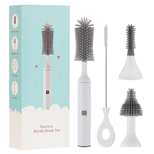 soarup90000 Electric Baby Bottle Brush Set with Electric Bottle Brush and Silicone Bottle/Nipple