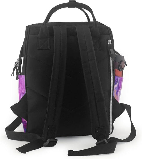 FHEDVBN Backpack Mummy Backpacks Daypack Marble Purple Colorful Diaper Bag for Women Multifunction Waterproof for Mom