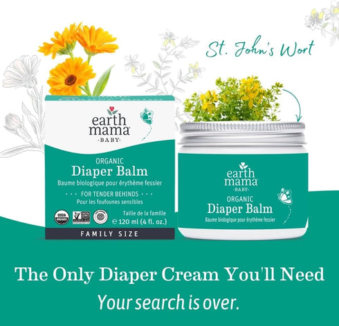 Earth Mama Set Organic Diaper Balm Multipurpose Baby Ointment | EWG Verified, Petroleum & Fragrance Free with Calendula
