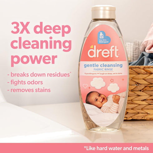 48 oz, Dreft Baby Gentle Cleansing Fabric Rinse, fl Dermatologist Tested on Sensitive Skin, Odor Remover