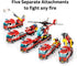 Set (646 Block Builder Fire Truck Building Block Pieces). Fire Rescue Truck Includes Five Different attachments and a