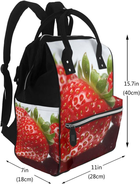 FHEDVBN Backpack Mummy Backpacks Daypack Red Strawberry Fruit Diaper Bag for Women Multifunction Waterproof for Mom