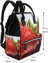 FHEDVBN Backpack Mummy Backpacks Daypack Red Strawberry Fruit Diaper Bag for Women Multifunction Waterproof for Mom