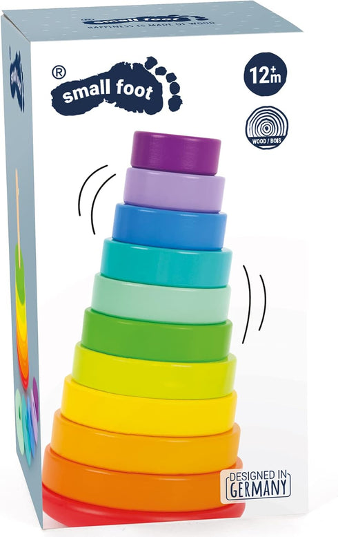 Wooden Large Rainbow Stacking Tower by Small Foot, Classic Educational Game for Toddlers, Ages 18+ Months
