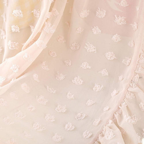 Wonder Space Elegant Kids Bed Canopy - Lace Chiffon Netting with Pom Pom, Princess Girls Fairy Dream Tent, Nursery Room