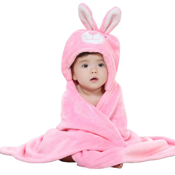 TONWHAR 0-4 Years Toddlers' And Kids' Boys Girls Animal Face Hooded Blanket
