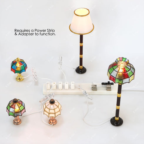 1/12 iLAND Scale Accessories of Dollhouse Lights, Classic Miniature Lamp w/Plug for Dollhouse Decoration, Mosaic