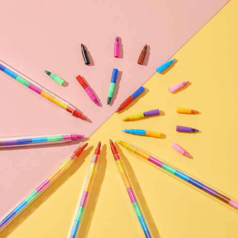 140 11 Teling Pieces Colorful Stackable Buildable Crayons Interchangeable Colors Pencils Party Favors DIY Mini Rainbow