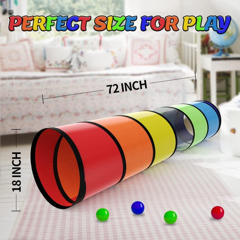 Kids Play Tunnel for Toddlers, Colorful Pop Up Baby Tunnel for Crawling, 6 Foot Collapsible Gift for Children Dog