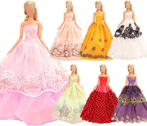 BARWA 5 Pcs Handmade Doll Clothes Wedding Gowns Party Dresses for 11.5 Inch Dolls