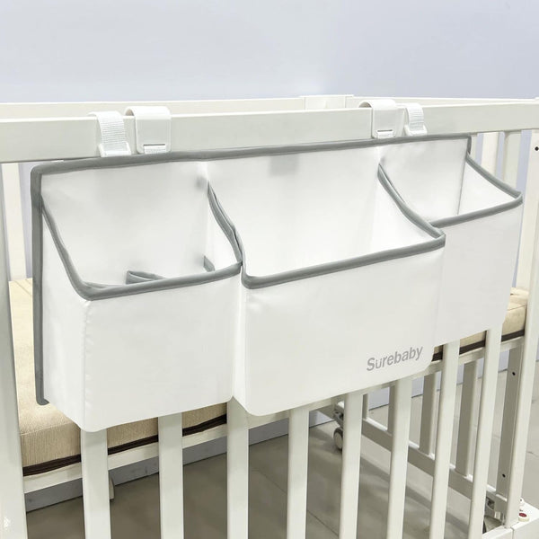 Hanging Baby Diaper Caddy, 3-in-1 Organizer Holder for Baby Crib, Nursery Diaper Stacker Storage for Crib, Changing