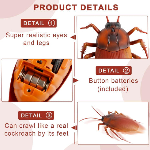 Induction Cockroach Toy for Kids, Smart Sensing Realistic Giant Cockroach Model, Automatic Moving Interactive Fake