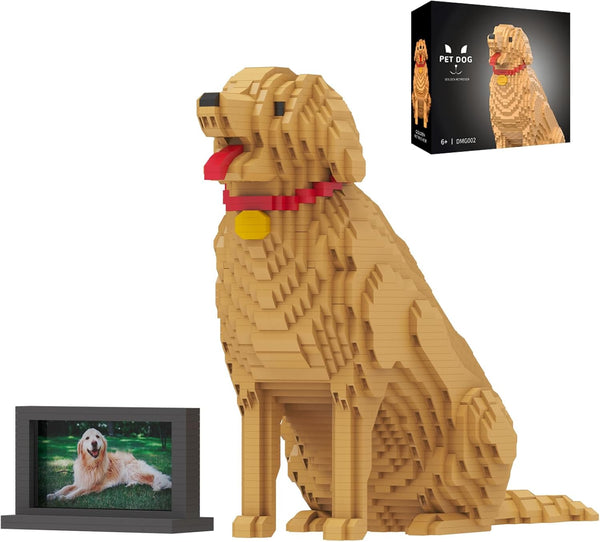 HJPLPXH Animal Dog Adorable Pet Golden Retriever Micro Building Blocks Set (3024 Pieces)