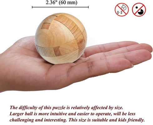 KINGOU Magic Ball Wooden Puzzle - Brain Teaser for All Ages