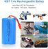 KBT 7.4V 2600mAh Li-ion Rechargeable Battery Pack, Red JST-2P Plug for Electronics, Toys, and RC Vehicles
