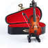 Dselvgvu Wooden Miniature Violin with Stand - Mini Musical Instrument Dollhouse Model Ornament