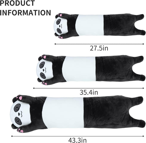 Panda Plush Body Throw Pillow, 43.3" Long Kawaii Soft Panda Stuffed Animal Pillow for Kids Children Gifts