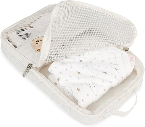 2 Pack Baby Diaper Organizer - Waterproof Pouches, Mesh Bag, Reusable, Washable or Cloth Diapers (White)