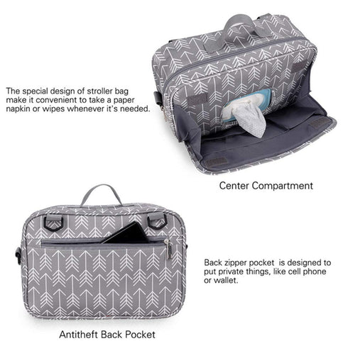 Multipurpose Waterproof Baby Diaper Bag - Stroller Organizer (Arrow Design)