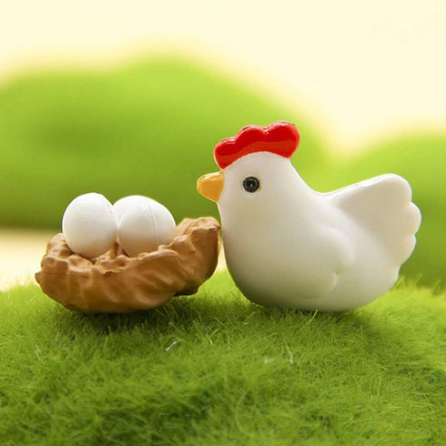 12Pcs Miniature Hen Chicken Family Egg Statues - Garden Decor Ornaments for Outdoor Sculptures