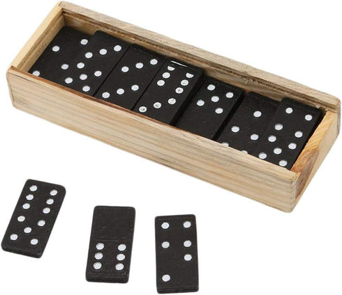 Set 12 Pack Kicko Mini Wooden Dominoes - - Miniature Classic Board Games - Small Blocks, Educational Toys, Game Tiles
