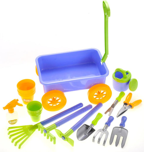 Set 15 Set Set PowerTRC Garden Wagon & Tools Toy Pcs Kids Gardening Tools & Wagon Toy Outdoor Toddler Toys Kids