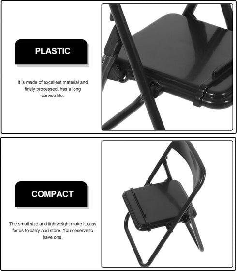 STOBOK 12pcs Mini Folding Chair Models for Doll House, Cell Phone Stand Holder