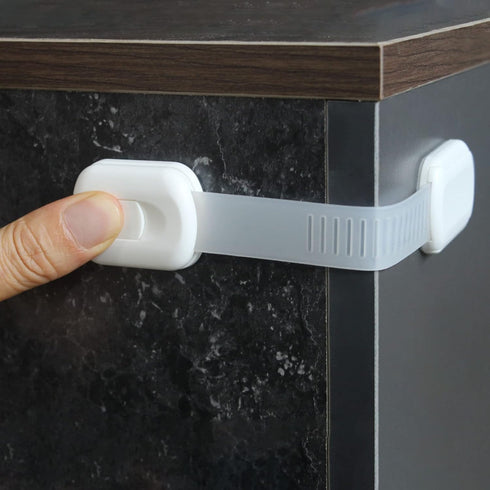 Vmaisi Baby Proofing Cabinet Locks, Adjustable Multi Use Straps for Childproofing Drawers, Fridge, White (4)