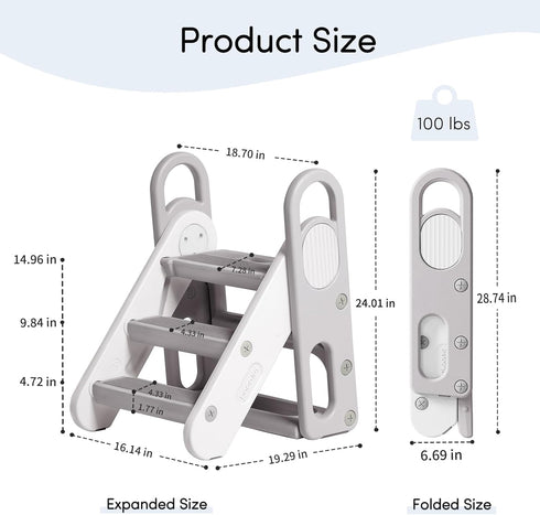 Mloong Counter Kids Step Stool Foldable for Bathroom Sink, Easy Folding Non-Slip Bathroom Stool Toilet Potty Training