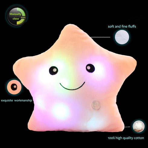 sofipal Creative Twinkle Star Shaped Plush Pillow, LED Night Light Glowing Cushions Stuffed Toys Gifts for Kids
