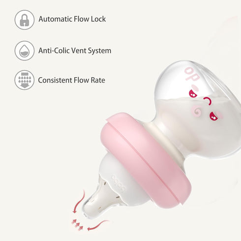 0+ 2.7oz/80ml 2.7oz (Pack 2)) YOHKOH Newborn Glass Baby Bottles with Slow Flow Nipple for Months, Wide Neck Feeding