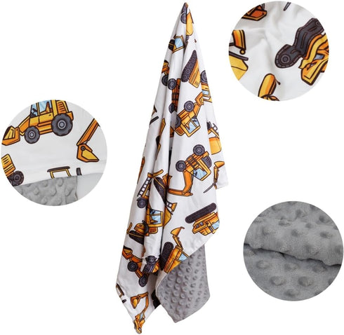 FIGEPO 30 40 Inch 1) New Born Baby Boy Double Layer Fuzzy Nursery Toddler Blanket - Soft Minky Daycare With Dotted