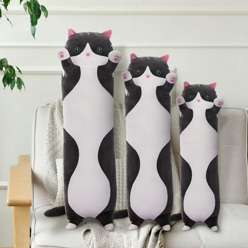 Long Cat Plush Pillow - Black Cat Stuffed Animals Soft Plushies Kawaii Kitten Toy for Kids Girlfriend (Black, 43.3Inch)