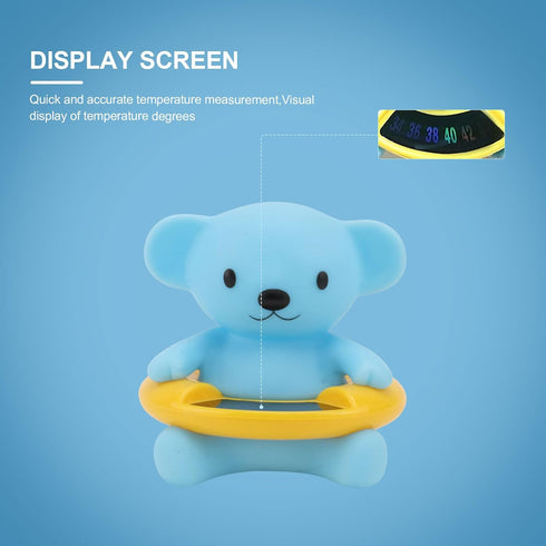 TOYANDONA Bear Shaped Bath Thermometer for Newborns, Sky-Blue Water Temperature Gauge with Floating Design, Safe