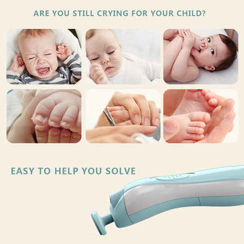 Rabbfay Trimmer, 6 Electric Baby Nail File Safe Infant Nail Filer with Light, Battery of Newborn Nails Care Clippers