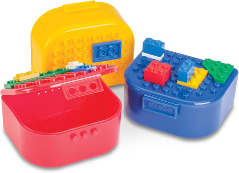 Building Blocks Storage & Display Box with Snap Closure, 3 Pack Holds Small Parts and Minifigures